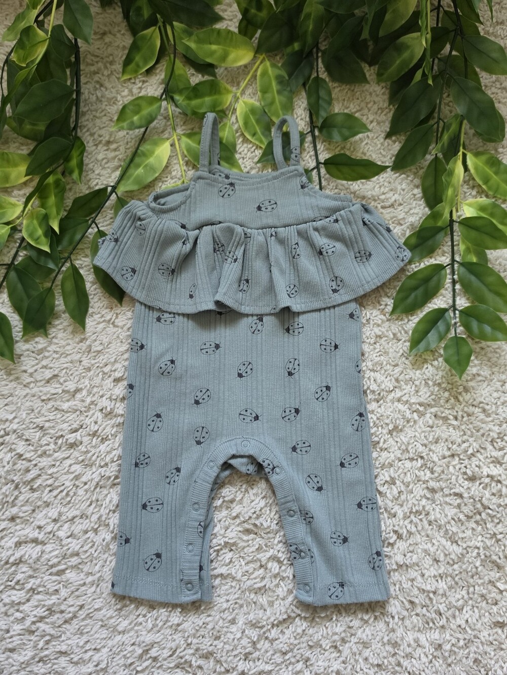 Baby Girl Ladybug Ruffle Romper (3-6 Months)